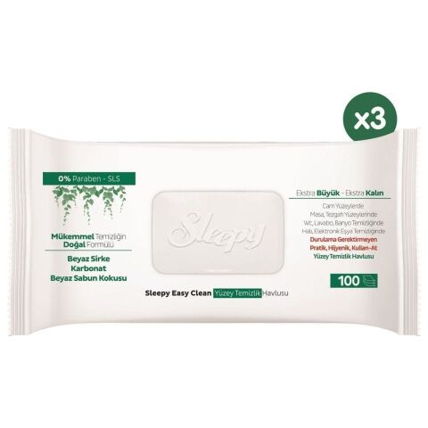 Sleepy Easy Clean Yüzey Temizlik Havlusu 3X100 (300 Yaprak)