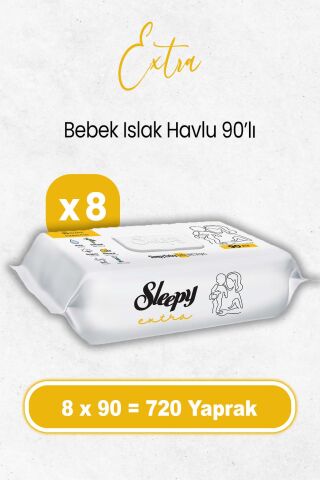 Sleepy Extra Islak Bebek Havlusu 90 x 8 Adet (720 Yaprak)