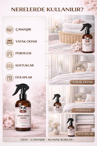 Rosie Japon Kiraz Çiçeği Sprey Oda ve Giysi Kokusu 250 ml, Sakura Çiçeği Ferahlığı