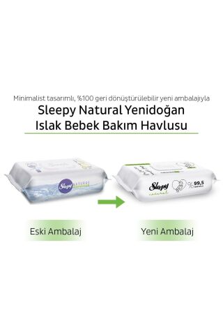 Natural Yenidoğan Islak Bebek Havlusu 60'lı X 6 Adet