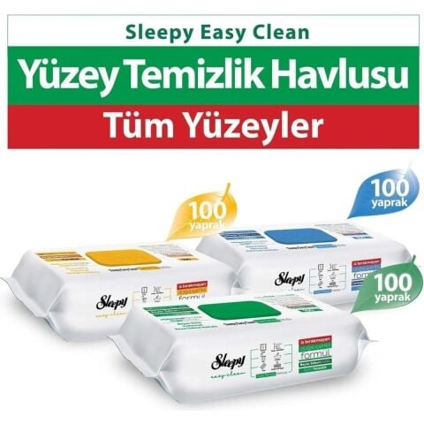 Sleepy Easy Clean Beyaz Sabun + Çamaşır Suyu + Arap Sabunu Katkılı 3X100 (300 Yaprak)