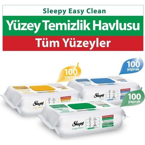 Sleepy Easy Clean Beyaz Sabun + Çamaşır Suyu + Arap Sabunu Katkılı 3X100 (300 Yaprak)