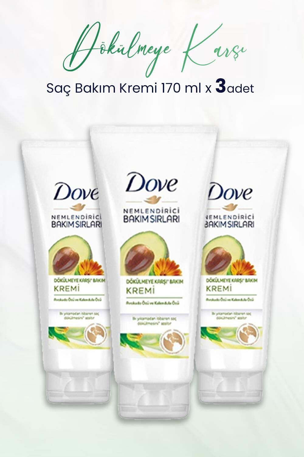 Dove Nemlendirici Bakım Sırları Dökülmeye Karşı Saç Bakım Kremi 170 ml x 3 Adet