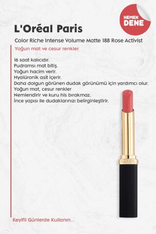 Loreal Paris Color Riche Intense Volume Matte - 188 Rose Activist