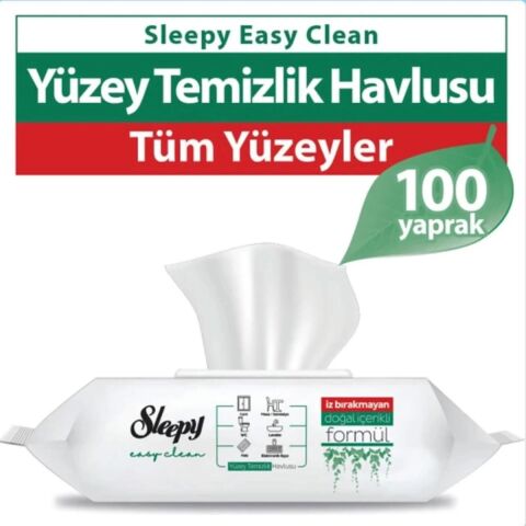 Sleepy Easy Clean Beyaz Sabun Katkılı Yüzey Temizlik Islak Havlusu - 100'LÜ 3 Paket