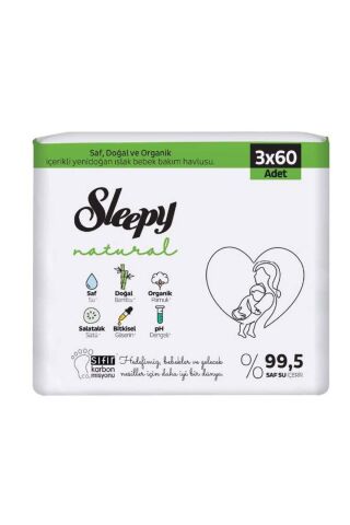 Natural Yenidoğan 60 Yaprak 3'lü Paket Islak Mendil