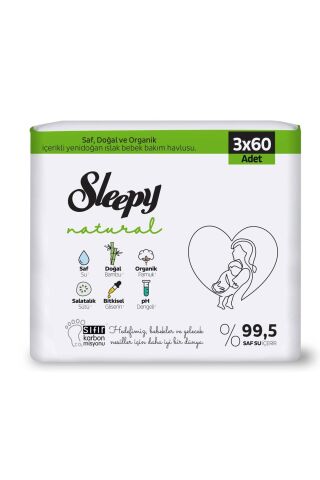 Natural Yenidoğan 60 Yaprak 3'lü Paket Islak Mendil