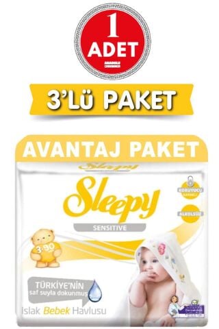 Sleepy 3'lü Sensitive Islak Havlu 90 Lı