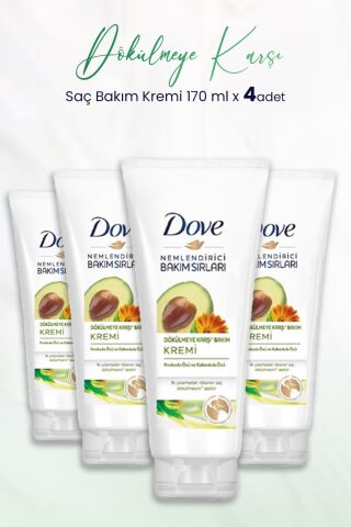 Dove Nemlendirici Bakım Sırları Dökülmeye Karşı Saç Bakım Kremi 170 ml x 4 Adet