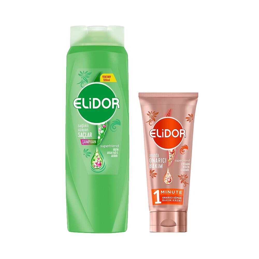 Elidor Superblend Şampuan Sağlıklı Uzayan Saçlar ve Onarıcı Saç Kremi