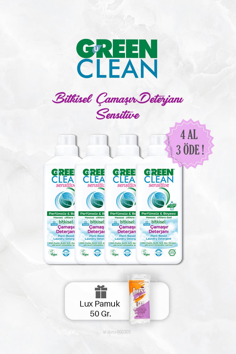 4 AL 3 ÖDE Bitkisel Çamaşır Deterjanı Sensitive 1000 ml