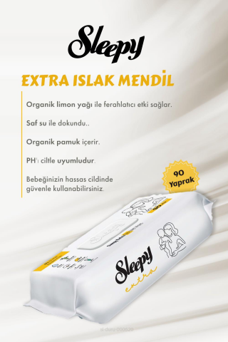 Sleepy Extra Islak Bebek Havlusu 11 AL 10 ÖDE 90 Adet ve Bebe Pamuğu
