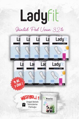 Ladyfit 9 AL 7 ÖDE Günlük Ped Uzun 32' li ve ROSIE