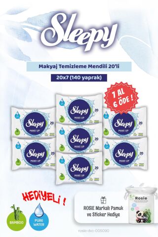 Sleepy 7 AL 6 ÖDE Makyaj Temizleme Mendili 20'li ve Rosie Bebek pamuğu