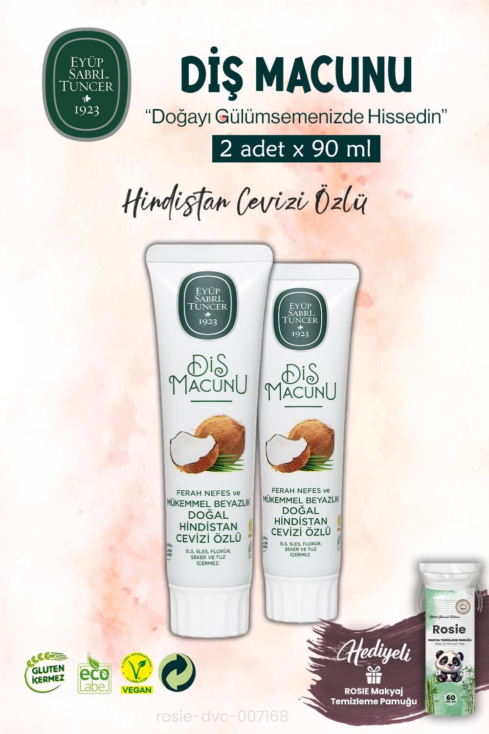 Hindistan Cevizi Özlü x2 Diş Macunu 90 ml  ve ROSIE