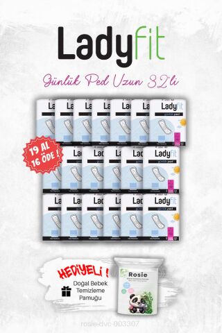 Ladyfit Günlük Ped 19 AL 16 ÖDE Uzun 32' li ve ROSIE