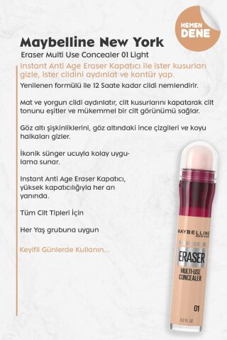Maybelline New York Eraser Multi Use Concealer 01 Light
