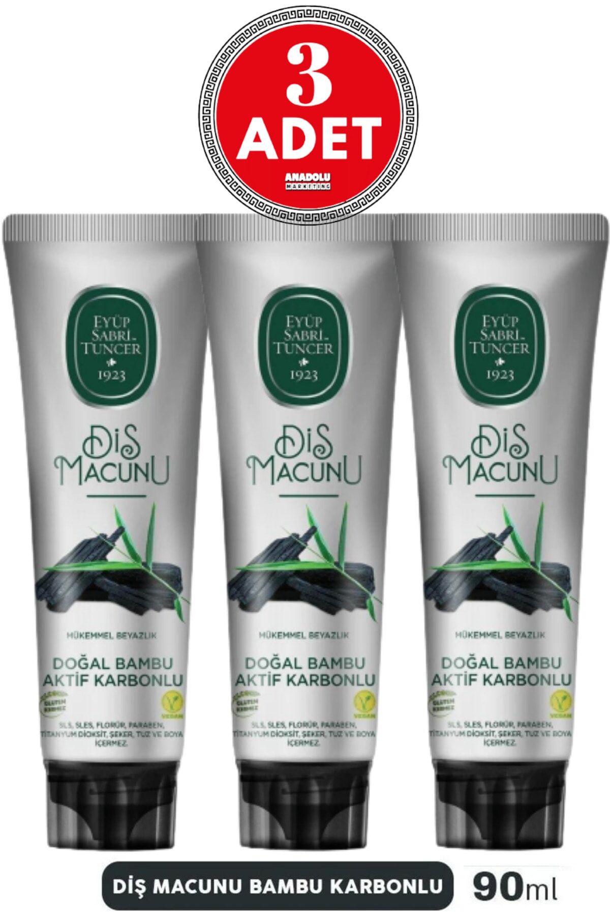 Eyüp Sabri Tuncer Diş Macunu Bambu Karbonlu 90 ml x 3
