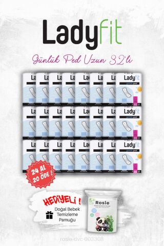 24 AL 20 ÖDE Ladyfit Günlük Ped Uzun 32' li ve ROSIE