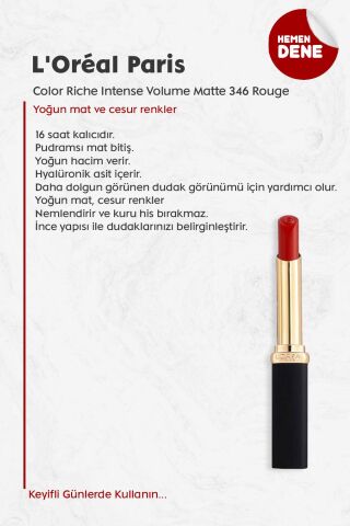 Loreal Paris Color Riche Intense Volume Matte - 346 Rouge Determination
