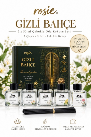 Rosie Gizli Bahçe 5’li Çubuklu Oda Kokusu Hediye Seti 5 x 50 ml – The Secret Garden