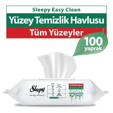 Sleepy Easy Clean Yüzey Temizlik Havlusu Beyaz Sabun 100 Yaprak