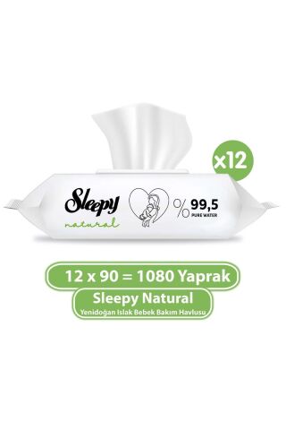 Natural Yenidoğan Islak Bebek Bakım Havlusu 12x90 (1080 Yaprak)