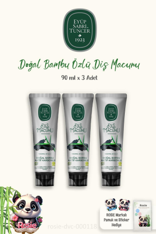 Eyüp Sabri Tuncer Diş Macunu Bambu Karbonlu 3 Adet 90 ml ve ROSIE Pamuk 60'lı
