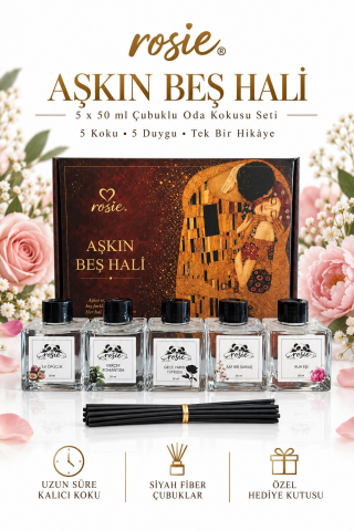 Rosie Aşkın Beş Hâli 5’li Çubuklu Oda Kokusu Hediye Seti 5 x 50 ml