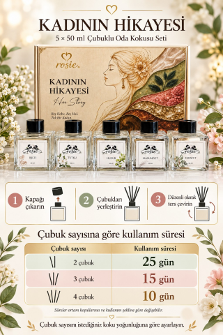 Rosie Kadının Hikâyesi 5’li Çubuklu Oda Kokusu Hediye Seti 5 x 50 ml