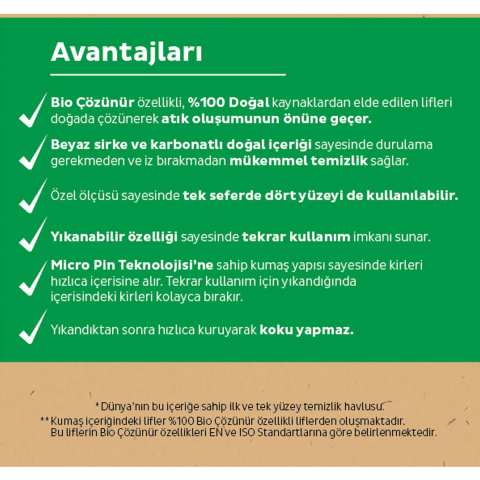 Sleepy 2 Adet Bio Çözünür Yüzey Temizlik Havlusu Deniz Tuzu 50'li ve ROSIE