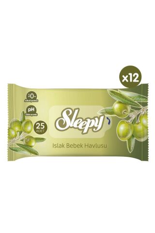 Sleepy Doğal Zeytinyağlı Ve Pamuklu Islak Bebek Havlusu 12x25 (300 YAPRAK)