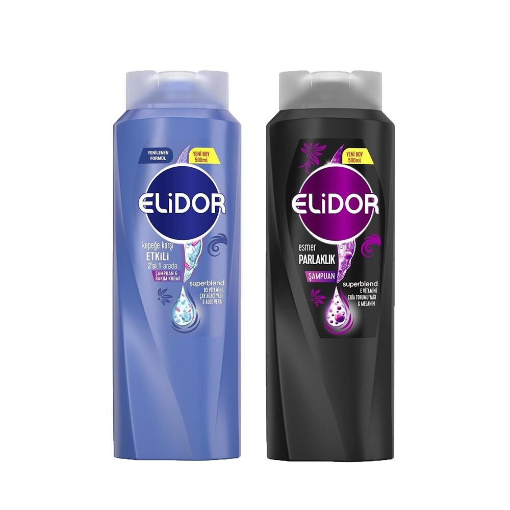 Elidor Superblend 2'si 1 Arada Şampuan ve Saç Bakım Kremi Kepeğe Karşı ve Şampuan Esmer Parlaklık