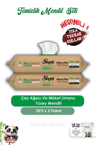 Sleepy Bio Çözünür Çay Ağacı Ve Misket Limonu Yüzey Temizlik Havlusu 50'li ve ROSIE