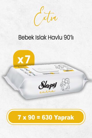 Sleepy Extra Islak Bebek Havlusu 90 x 7 Adet (630 Yaprak)