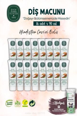 Diş Macunu 90 ml, 16 ADET Hindistan Cevizi Özlü ve ROSIE
