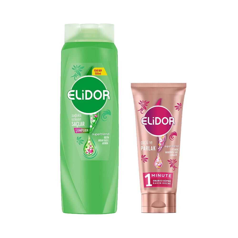 Elidor Superblend Şampuan Sağlıklı Uzayan Saçlar ve Güç & Parlak Saç Kremi