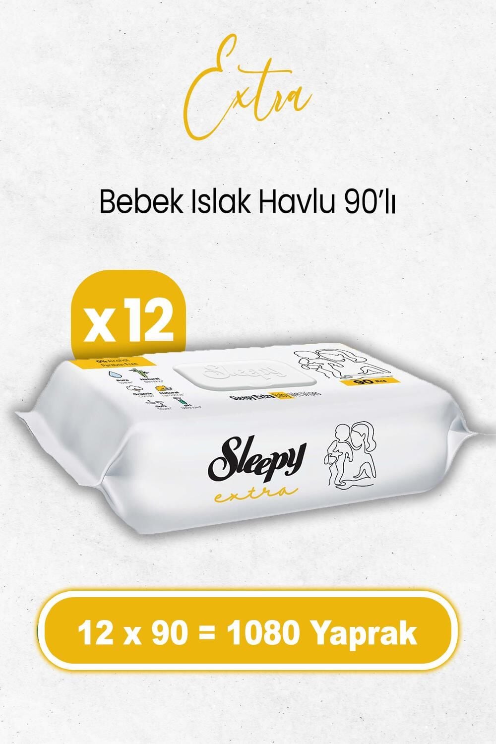 Sleepy Extra Islak Bebek Havlusu 90 x 12 Adet (1080 Yaprak)