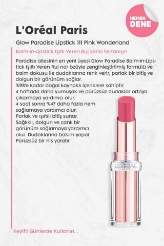 Loreal Paris Glow Paradise Lipstick 111 Pink Wonderland