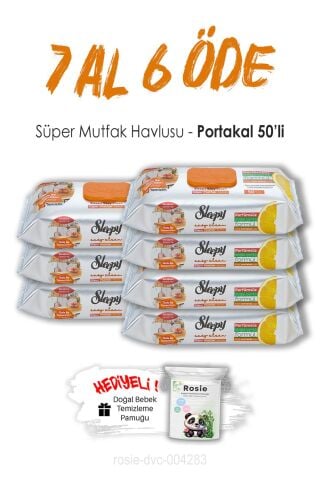 Sleepy Süper Mutfak Havlusu 7 AL 6 ÖDE Portakallı 50'li ve ROSIE