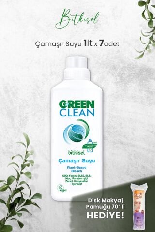 U Green Clean Bitkisel Çamaşır Suyu 1 L x 7 Adet ve Hediyeli