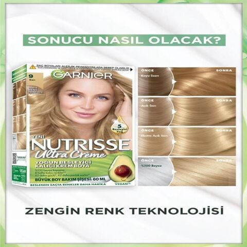 Garnier Nutrisse Yoğun Besleyici Kalıcı Krem Saç Boyası 9 Sarı
