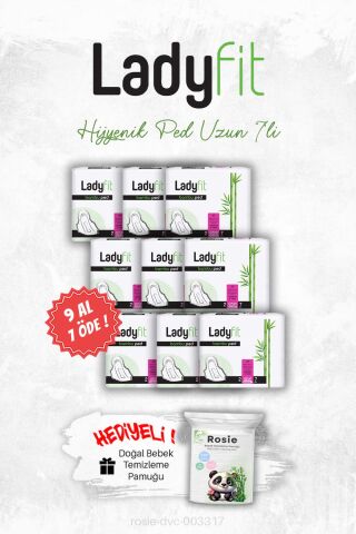 Ladyfit 9 AL 7 ÖDE Hijyenik Ped Uzun 7' li ve ROSIE