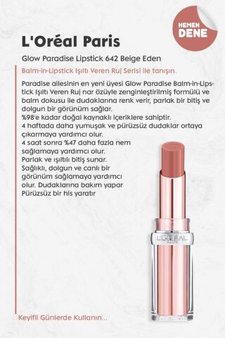 Loreal Paris Glow Paradise Lipstick 642 Beige Eden