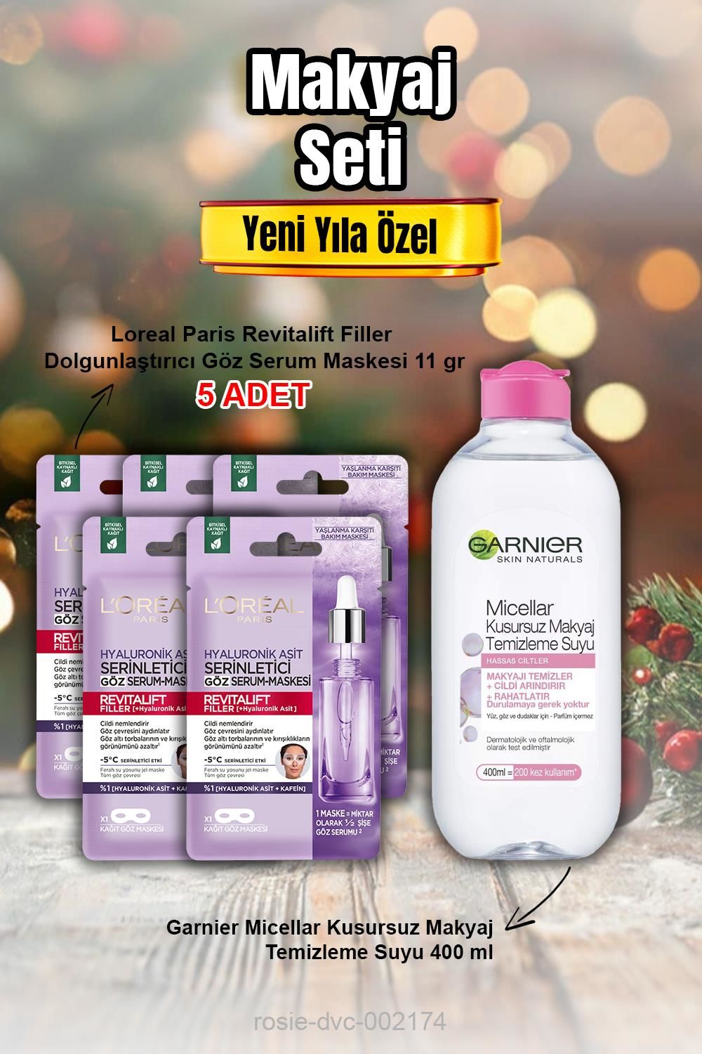 Loreal Revitalift Filler Göz Serum Maskesi X 5 ve Micellar Makyaj Temizleme Suyu