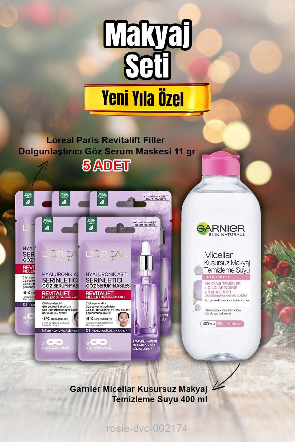 Loreal Revitalift Filler Göz Serum Maskesi X 5 ve Micellar Makyaj Temizleme Suyu
