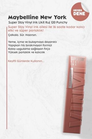 Maybelline New York Super Stay Vinyl Ink Likit Ruj 120 Punchy