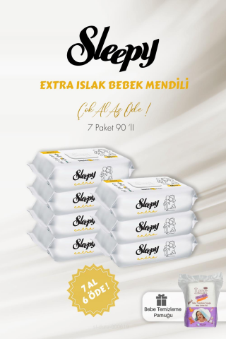 Sleepy Extra Islak Bebek Havlusu 90 Adet 7 AL 6 ÖDE ve Bebe Pamuğu