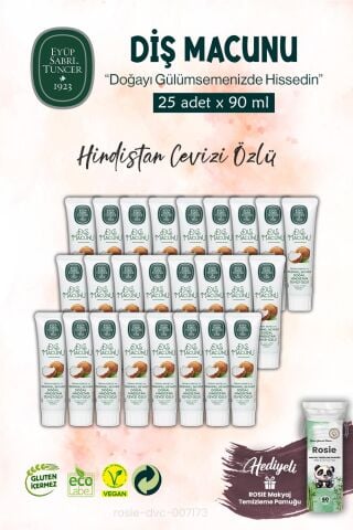 25 ADET Diş Macunu 90 ml, Hindistan Cevizi Özlü ve ROSIE