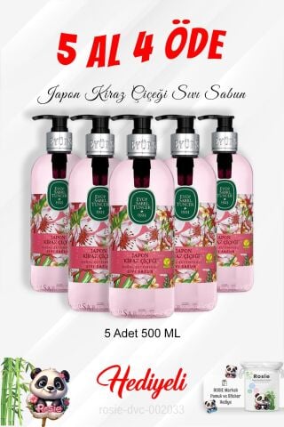 Japon Kiraz Çiçeği Sıvı Sabun 500 ML 5 Al 4 Öde ve Rosie Pamuk